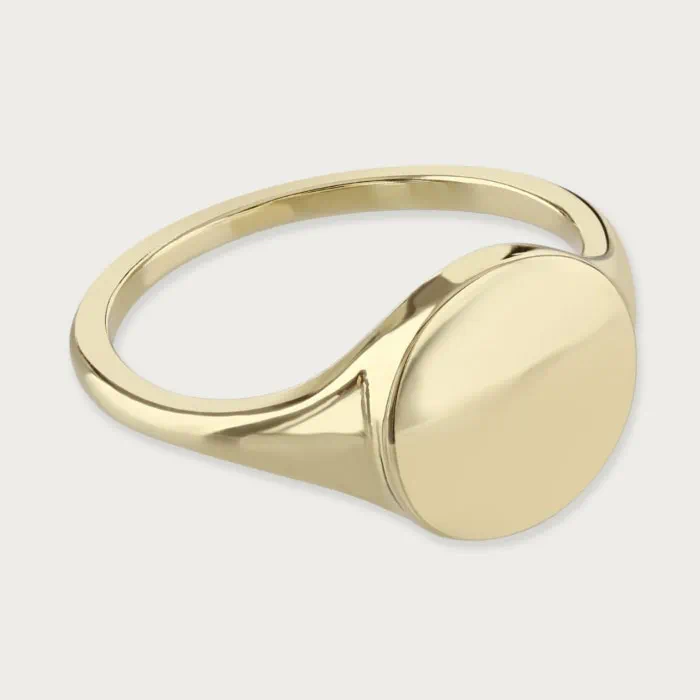 Large Round Design Gold Signet Ring