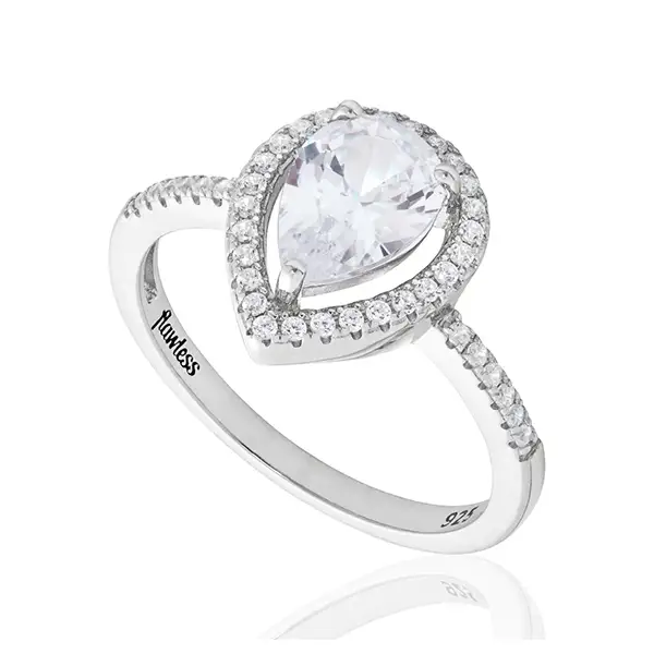 Sparkle Pear Solitaire Ring