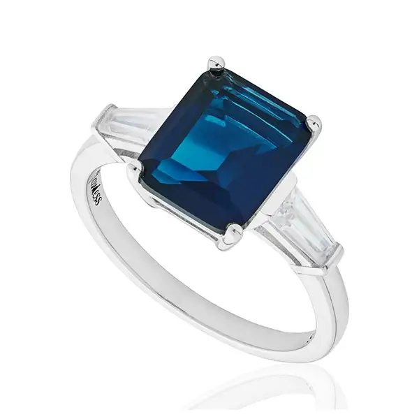 Sapphire Baguette Tapered Baguette Shoulder Ring