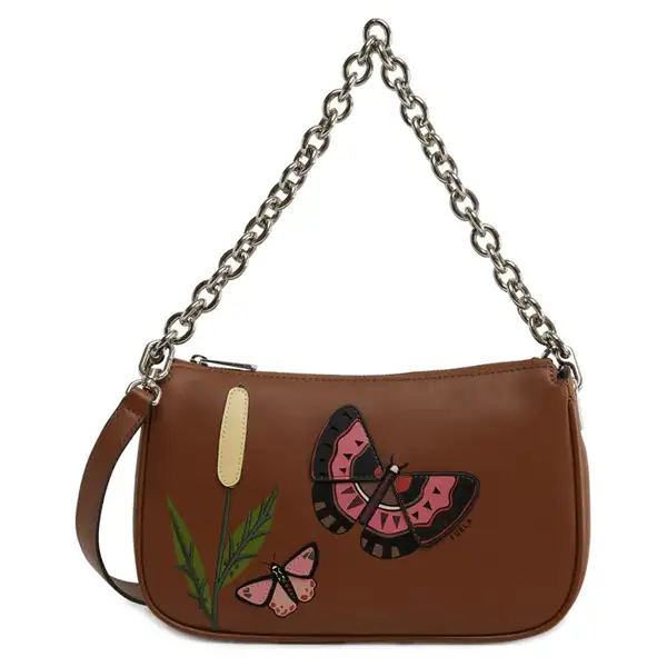 Furla Moon S Shoulder Bag - Vitello Roma St.Farfalla+Ricamo+Patch