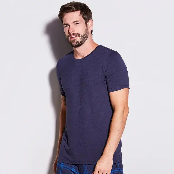 BLUSA MANGA CURTA GOLA CARECA EM VISCOSE MASCULINO