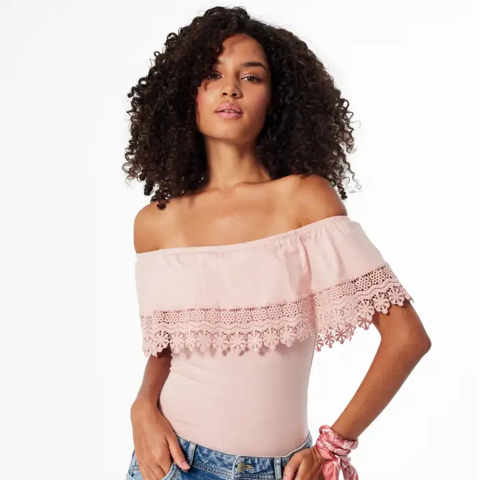 Bodysuit with frill and lace