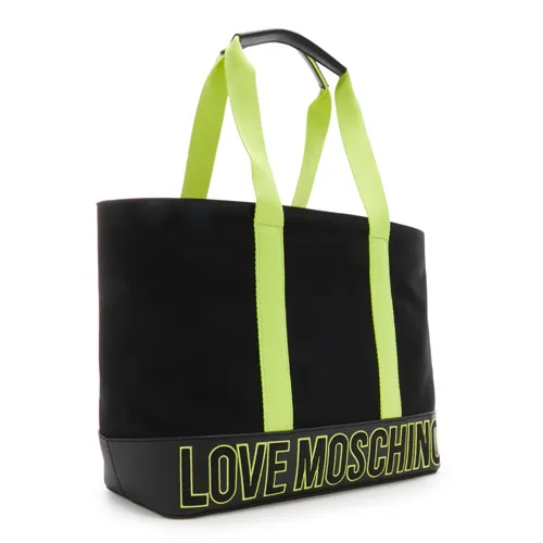 BORSA CANVAS NERO+PU NERO+W.LIME