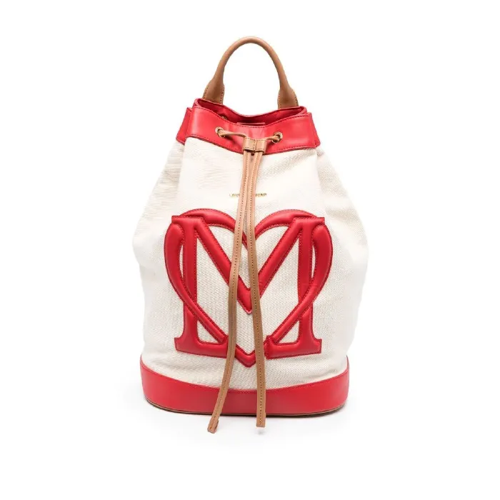 BORSA CANVAS NATURALE+PU ROSSO