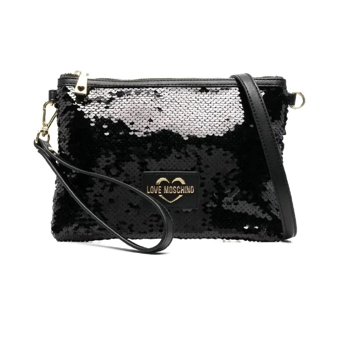 BORSA PAILLETTES NERO+PU NERO
