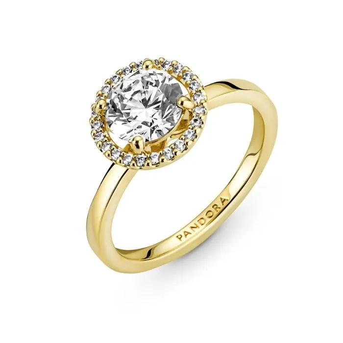 14k Gold-plated ring with clear cubic zirconi