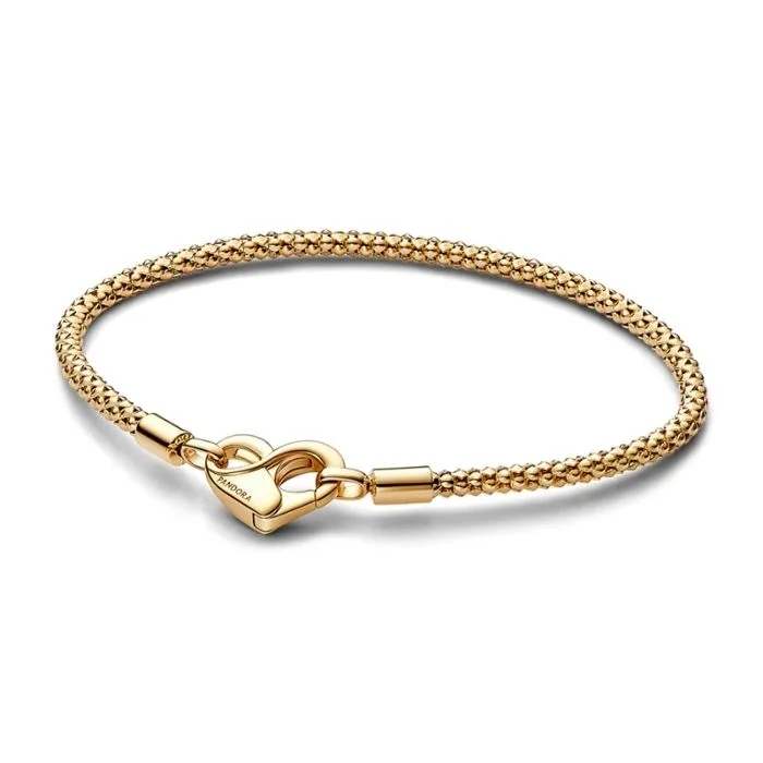 Studded chain 14k gold-plated bracelet with h