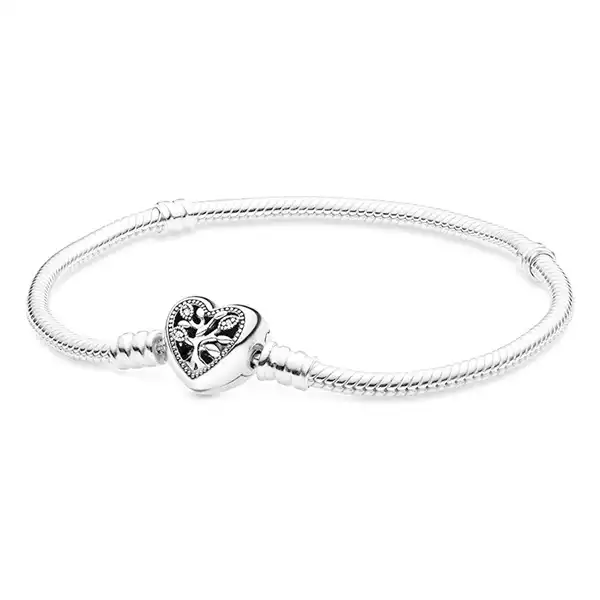 Snake chain sterling silver bracelet and heart clasp