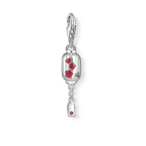 "Colgante Charm ""Farol"", plata de ley 925, esmalte en frío, rojo"