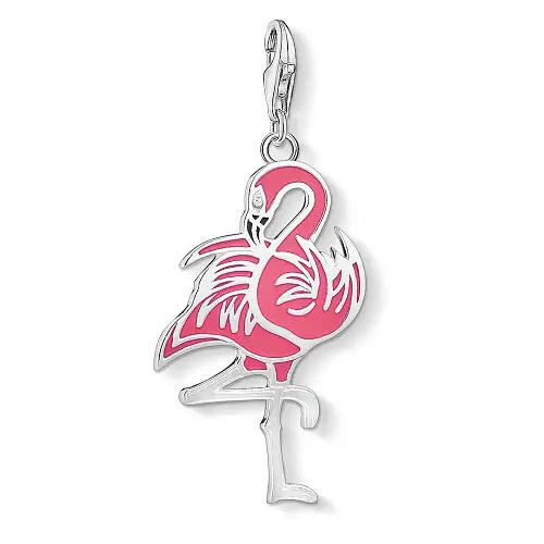 "Charm pendant ""Flamingo"", 925 Sterling Silver"