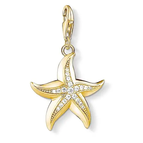 "Charm pendant ""Starfish"", 925 Sterling Silver, Gold Plated"