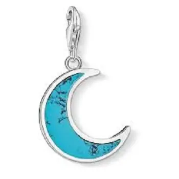 "Charm pendant ""Turquoise Moon"", 925 Sterling Silver"