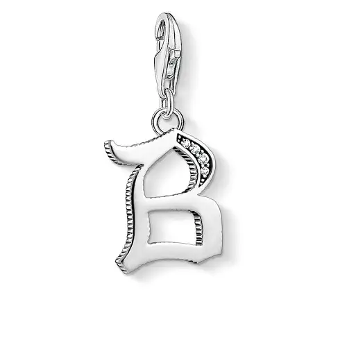 "Charm pendant ""Letter B Silver"", 925 Sterling Silver"