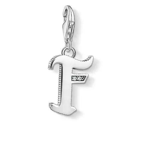 "Charm pendant ""Letter F Silver"", 925 Sterling Silver"