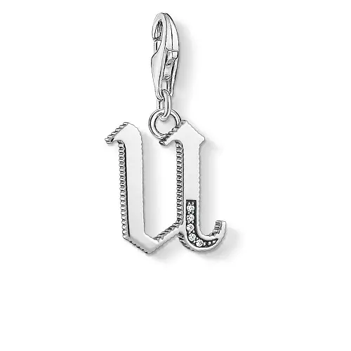 "Charm pendant ""Letter U Silver"", 925 Sterling Silver"
