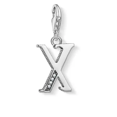 "Charm pendant ""Letter X Silver"", 925 Sterling Silver"