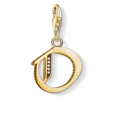 "Charm pendant ""Letter O Gold"", 925 Sterling Silver, Gold Plated"