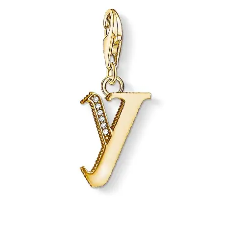 "Charm pendant ""Letter Y Gold"", 925 Sterling Silver, Gold Plated"