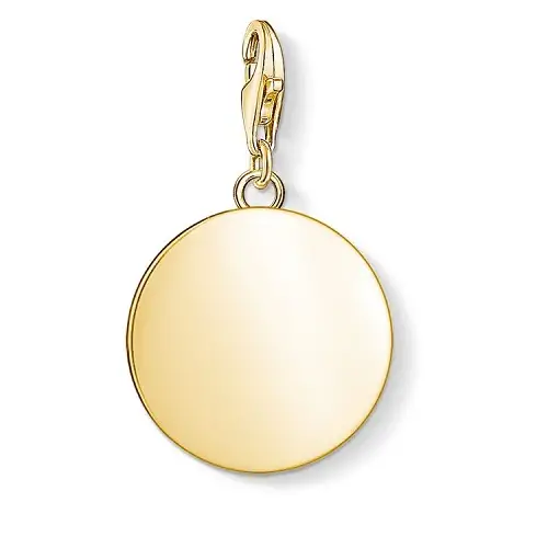 "Charm pendant ""Disc"", 925 Sterling Silver, Gold Plated"