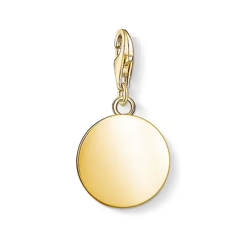 "Charm pendant ""Disc"", 925 Sterling Silver, Gold Plated"