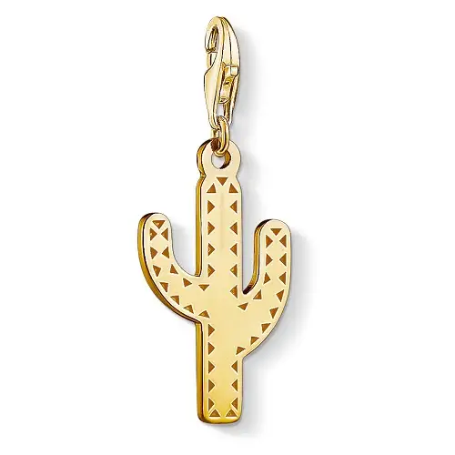 "Charm pendant ""Cactus Gold"", 925 Sterling Silver, Gold Plated"