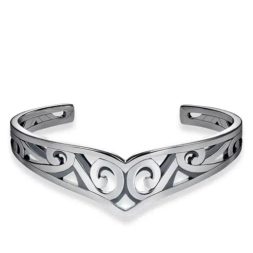 Brazalete, plata de ley 925, ennegrecida, color plata, 16 cm