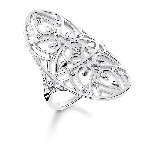 Anillo, plata de ley 925/ diamante blanco, color plata, 54
