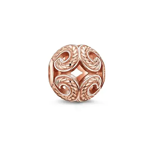 Cuenta ola, plata de ley 925, baño de oro rosado, liso