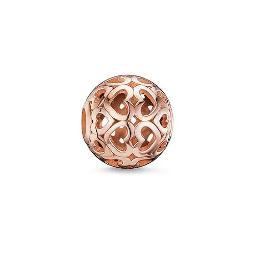 Cuenta corazones, plata de ley 925, baño de oro rosado, liso