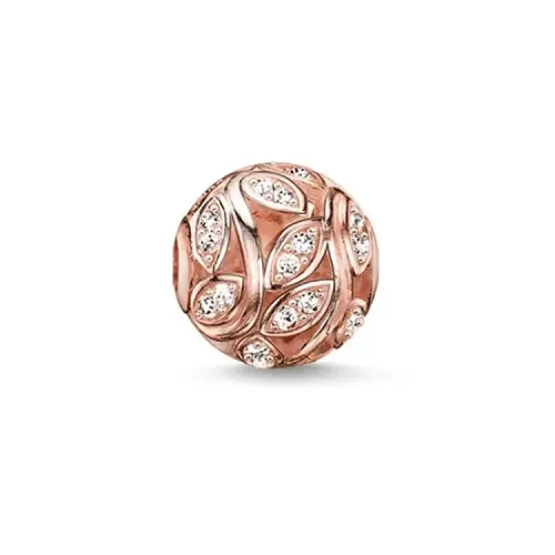 Cuenta Enredaderas, plata de ley 925, baño de oro rosado/ circonita, blanco