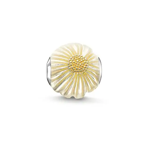"Bead ""margarita"", plata de ley 925, esmalte en frío, amarillo"