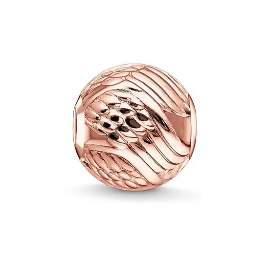 "Bead ""ala de ángel"", plata de ley 925, baño de oro rosado, liso"