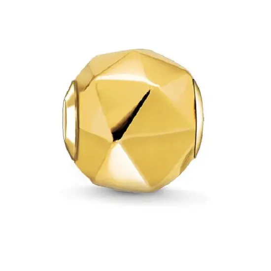 "Bead ""triángulo"", plata de ley 925, baño de oro amarillo, liso"