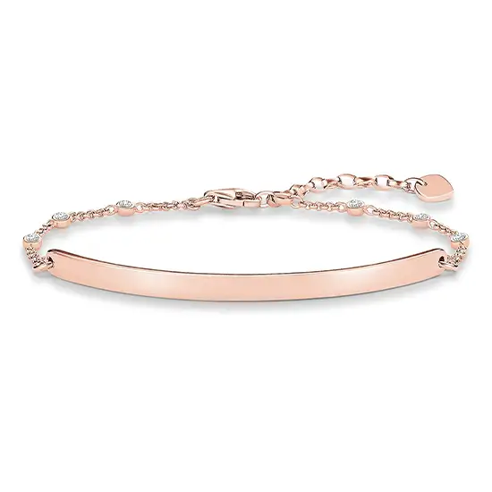 Pulsera, plata de ley 925, baño de oro rosado/ circonita, blanco, 16-19,5 cm