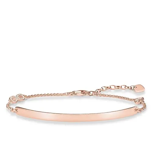 Pulsera, plata de ley 925, baño de oro rosado/ circonita, blanco, 16,5-19,5 cm