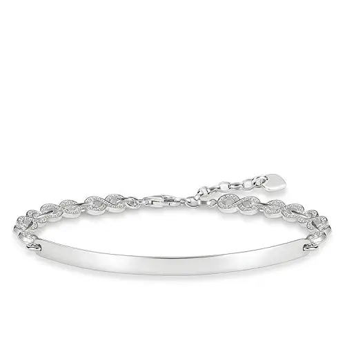 Pulsera, plata de ley 925/ circonita, blanco, 16,5-19,5 cm