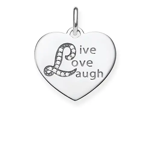 Pendant, 925 Sterling Silver,  zirconia, Silver-coloured