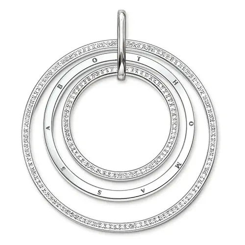 Colgante círculos, plata de ley 925/ circonita, blanco