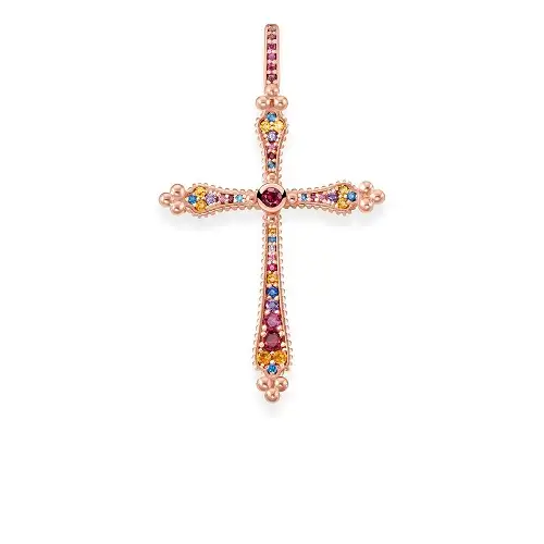 Pendant, 925 Sterling Silver, Avant-Garde, Royalty, syn. Corund ruby medium