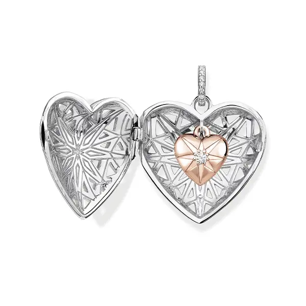 Pendant Heart Medallion Star Silver