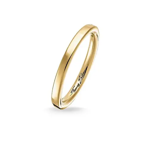 Anillo, plata de ley 925, baño de oro amarillo, liso, 56