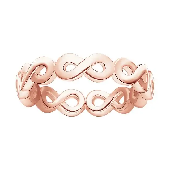 Anillo, plata de ley 925, baño de oro rosado, liso, 54