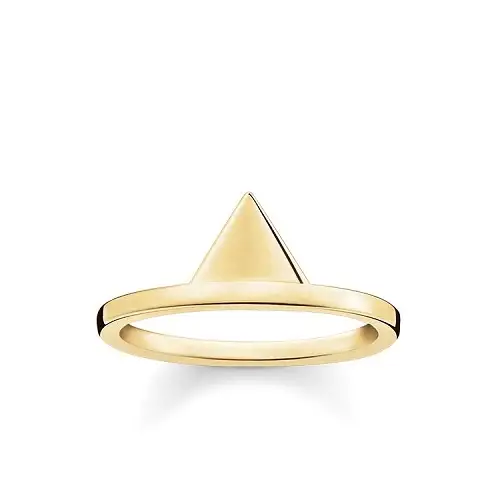 Anillo, plata de ley 925, baño de oro amarillo, liso, 52