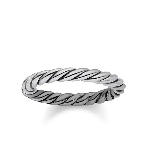 Anillo, plata de ley 925, ennegrecida, color plata, 52