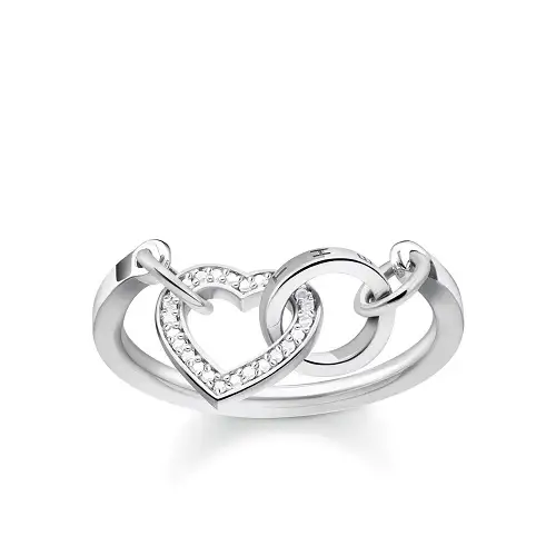 Ring, 925 Sterling Silver, Together, cz. White
