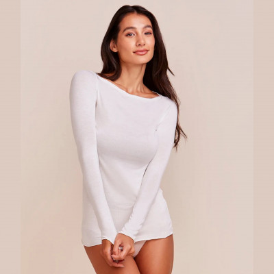 BLUSA MANGA LONGA DECOTE CANOA SEGUNDA PELE EM VISCOSE LEV?SSIMA