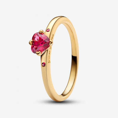 Heart 14k gold-plated ring with cherries jubilee red crystal