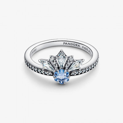 Disney Frozen sterling silver ring with water blue crystal and clear cubic zirconia