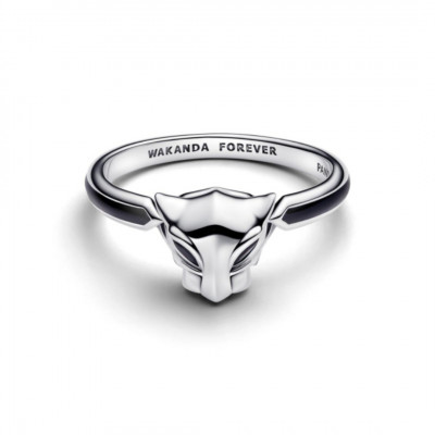 Marvel Black Panther sterling silver ring with black crystal and black enamel