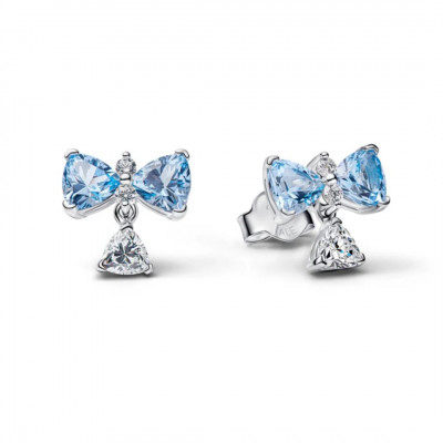 Silver bow stud earrings
